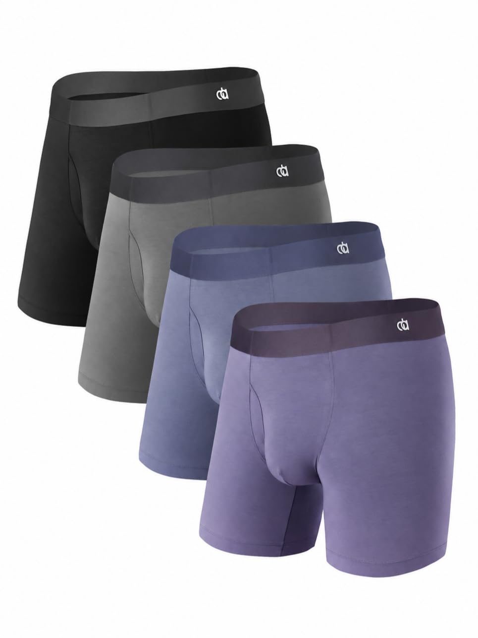 DAVID ARCHY Men's Ultra Soft Underwear Modal Boxer Briefs Slim Fit 6.5" | Second Skin Fabric Breathable, Smooth Low-Profile Waistband, Easy Access Side Fly, Tagless Anti Chafing for All-day Comfort