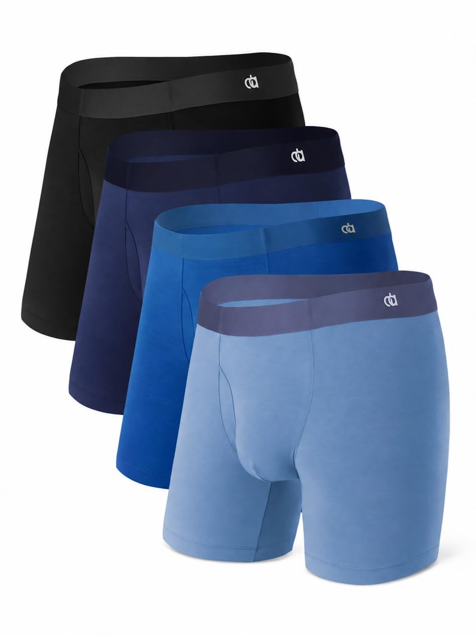 DAVID ARCHY Men's Ultra Soft Underwear Modal Boxer Briefs Slim Fit 6.5" | Second Skin Fabric Breathable, Smooth Low-Profile Waistband, Easy Access Side Fly, Tagless Anti Chafing for All-day Comfort