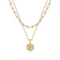 M MOOHAM Dainty Initial Necklaces for Women, 14K-Gold-Plated Layering Necklace for Women Cute Hexagon Letter Initial Necklace Layered Necklaces for Womens Teen Girl Gifts