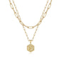 M MOOHAM Dainty Initial Necklaces for Women, 14K-Gold-Plated Layering Necklace for Women Cute Hexagon Letter Initial Necklace Layered Necklaces for Womens Teen Girl Gifts
