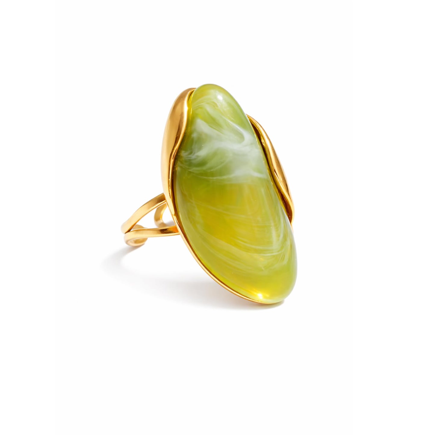 Mchic Colorful Chunky Statement Ring for Women: Boho Large Oval Acrylic Finger Ring Stainless Steel Adjustable Beach Summer Y2K Handmade Jewelry Gift for Women