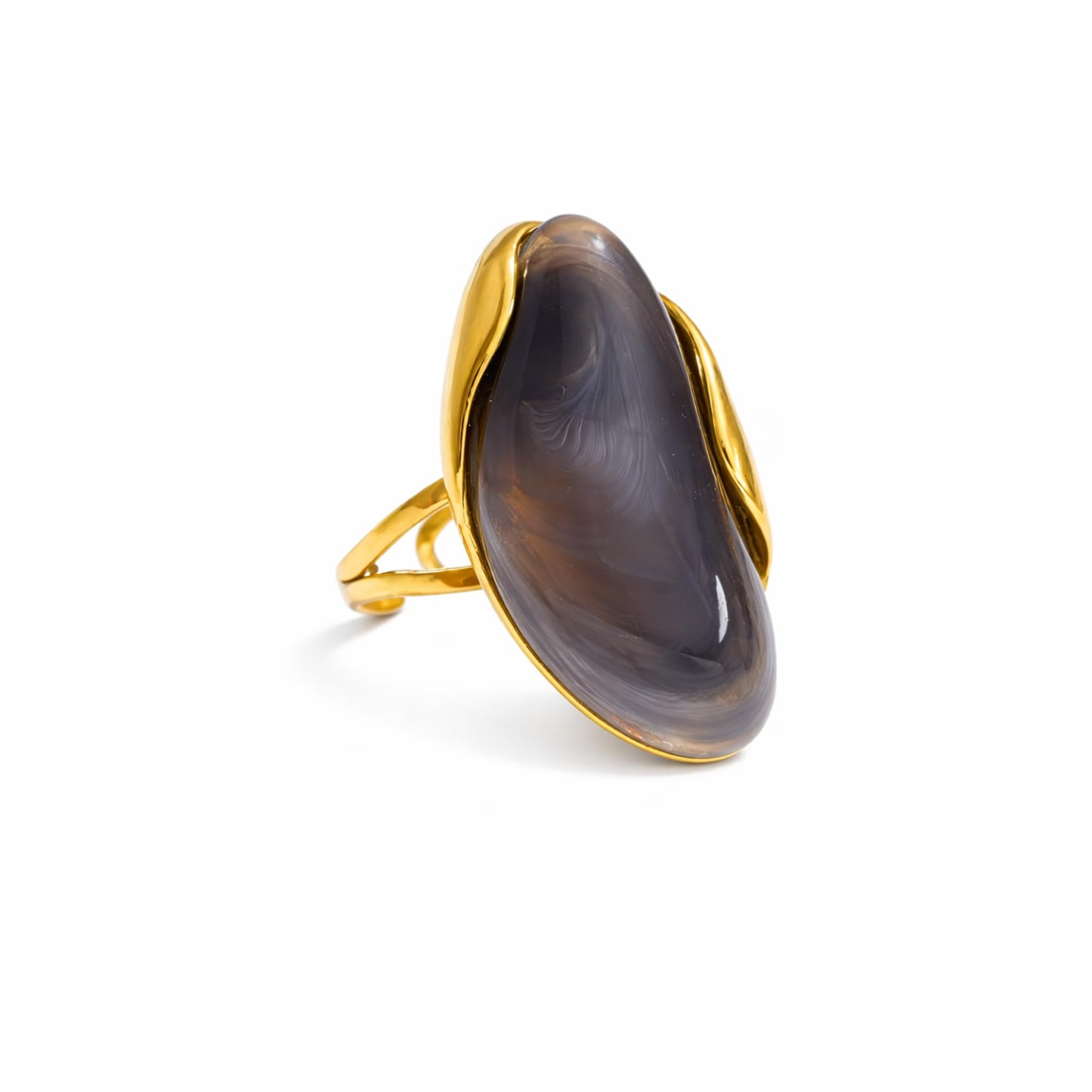 Mchic Colorful Chunky Statement Ring for Women: Boho Large Oval Acrylic Finger Ring Stainless Steel Adjustable Beach Summer Y2K Handmade Jewelry Gift for Women