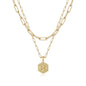 M MOOHAM Dainty Initial Necklaces for Women, 14K-Gold-Plated Layering Necklace for Women Cute Hexagon Letter Initial Necklace Layered Necklaces for Womens Teen Girl Gifts