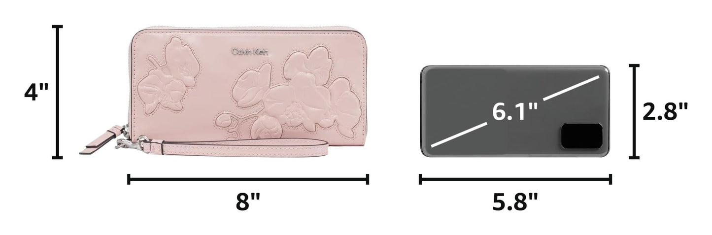 Calvin Klein Women's Key Item Saffiano Continental Zip Around Wallet With Wristlet Strap