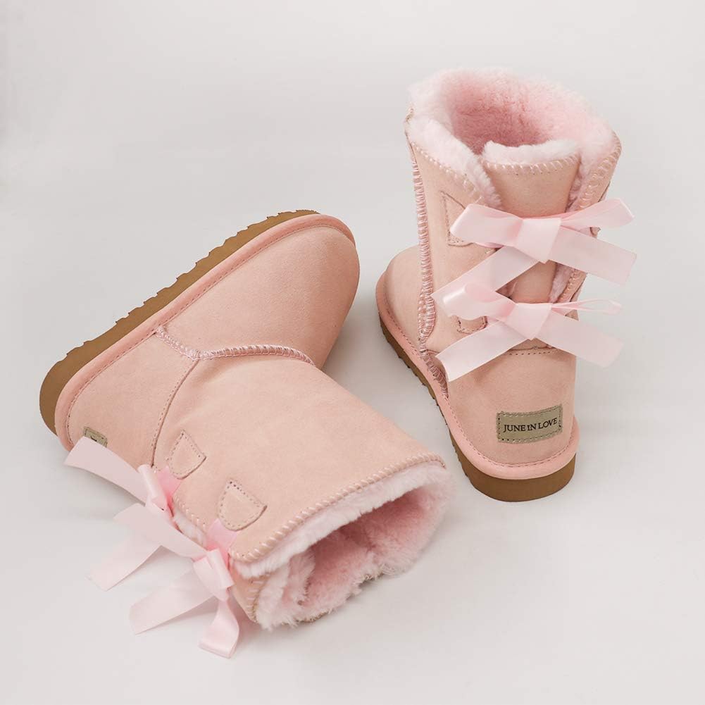 JOY IN LOVE Women's Snow Boots for Winter Mid-Calf high Back Bows