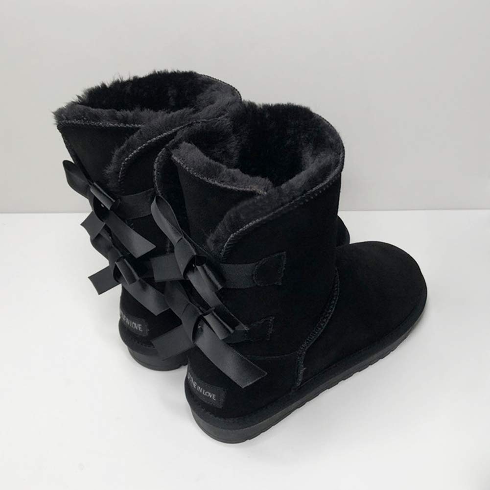 JOY IN LOVE Women's Snow Boots for Winter Mid-Calf high Back Bows