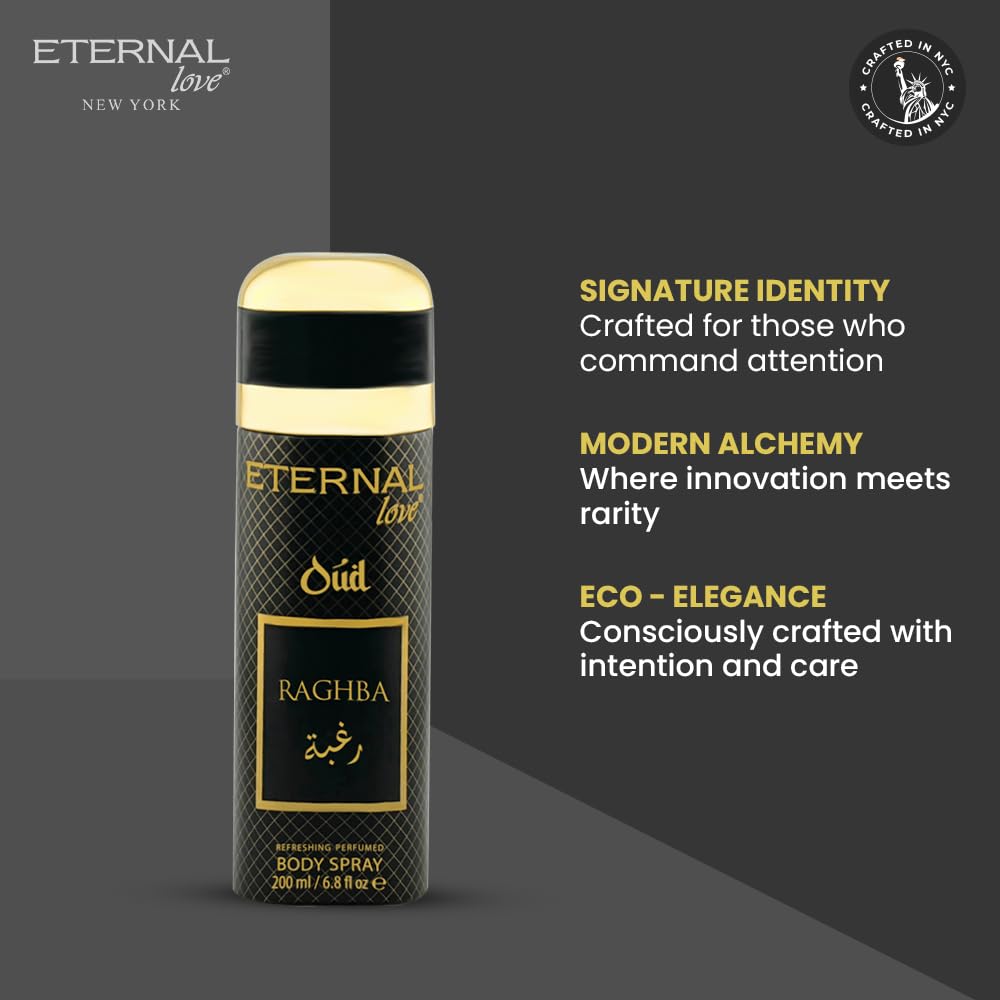 Eternal Love Amber Oud - Long Lasting Unisex Eau de Parfum - Warm Woody Oriental Fragrance with Oud & Amber - Dubai Inspired Arabic Scent - 3.4oz