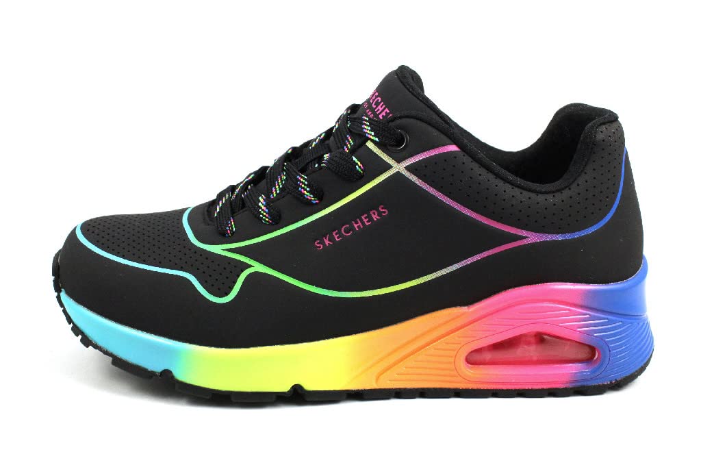 Skechers Womens Uno - Pop of Sunshine Sneaker, Black/Multi, 8.5 USSkechers Womens Uno - Pop of Sunshine Sneaker, Black/Multi, 8.5 US