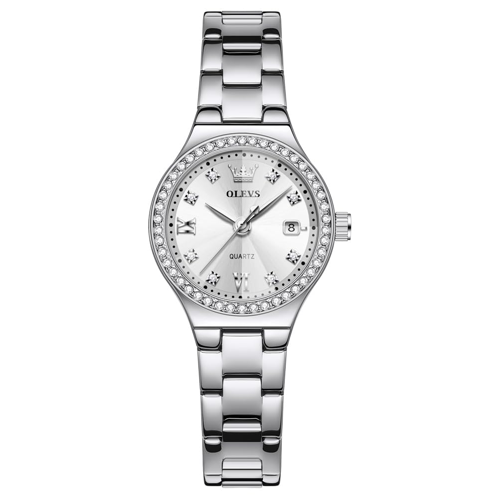OLEVS Watch for Women Luxury Fashion Diamond Classic Arabic Dial Wrist Women's Watches with Date Waterproof Stainless Steel Quartz Ladies Watch