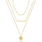 Turandoss Dainty Layered Choker Necklace, Handmade Y Pendant Necklace Multilayer Bar Disc Necklace Adjustable Layering Choker Necklaces for Women