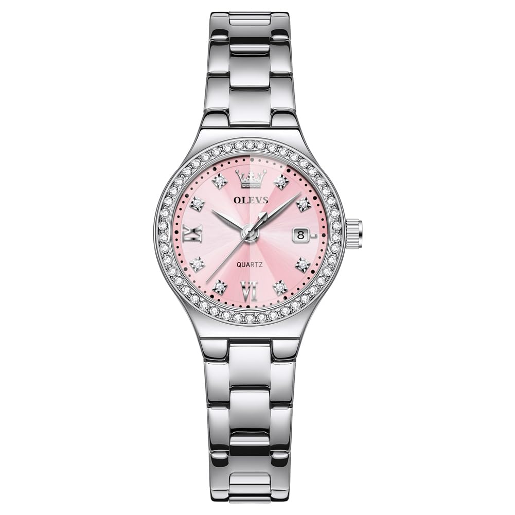 OLEVS Watch for Women Luxury Fashion Diamond Classic Arabic Dial Wrist Women's Watches with Date Waterproof Stainless Steel Quartz Ladies Watch