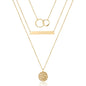 Turandoss Dainty Layered Choker Necklace, Handmade Y Pendant Necklace Multilayer Bar Disc Necklace Adjustable Layering Choker Necklaces for Women