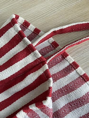 ELYEEBLEE 2 Pcs Lightweight Soft Casual Striped Canvas Shopping Tote Bags with Inner Pocket