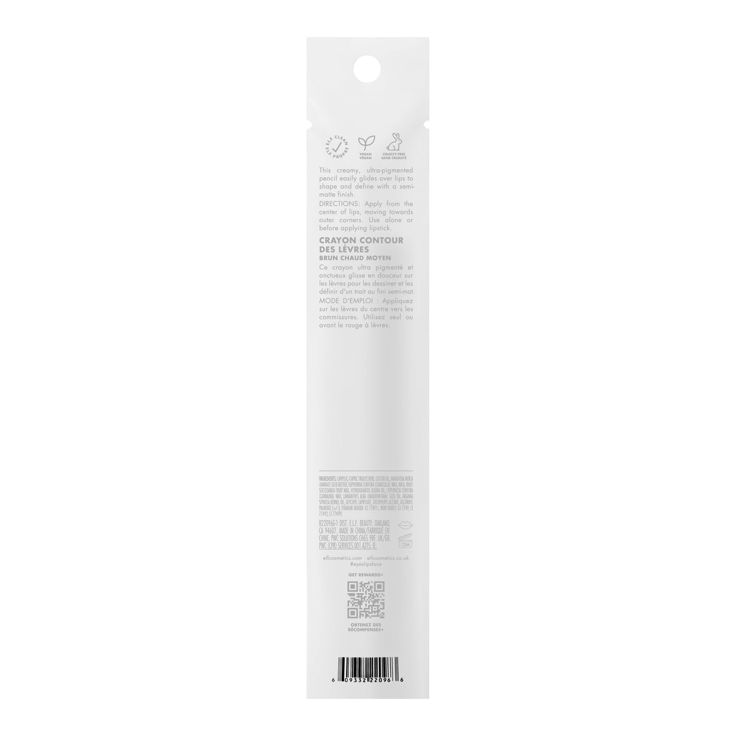 e.l.f. Cream Glide Lip Liner, Highly-Pigmented Pencil For Shaping & Sculpting Lips, Semi-Matte Finish, Vegan & Cruelty-Free
