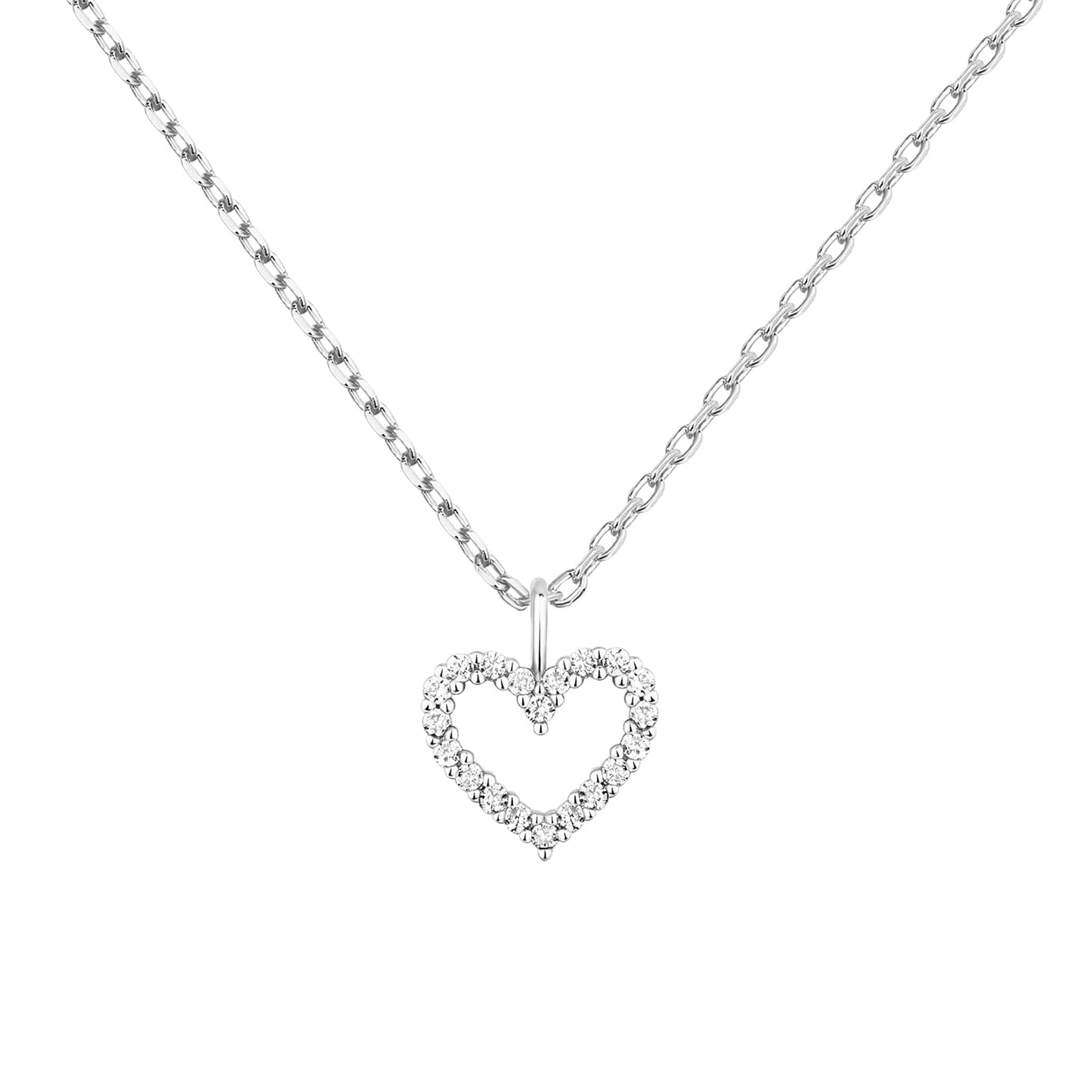PAVOI 14K Gold Plated Cubic Zirconia Heart Necklace | Cute Dainty Love Pendant Necklaces for Women - Valentines Day Trendy Jewelry