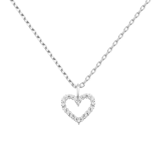 PAVOI 14K Gold Plated Cubic Zirconia Heart Necklace | Cute Dainty Love Pendant Necklaces for Women - Valentines Day Trendy Jewelry