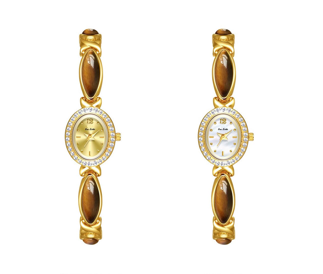 LOREO Elegant Women’s Gold Bracelet Watch Vintage Oval Dial, Waterproof Quartz Movement, Small Face Dress Watch for Ladies