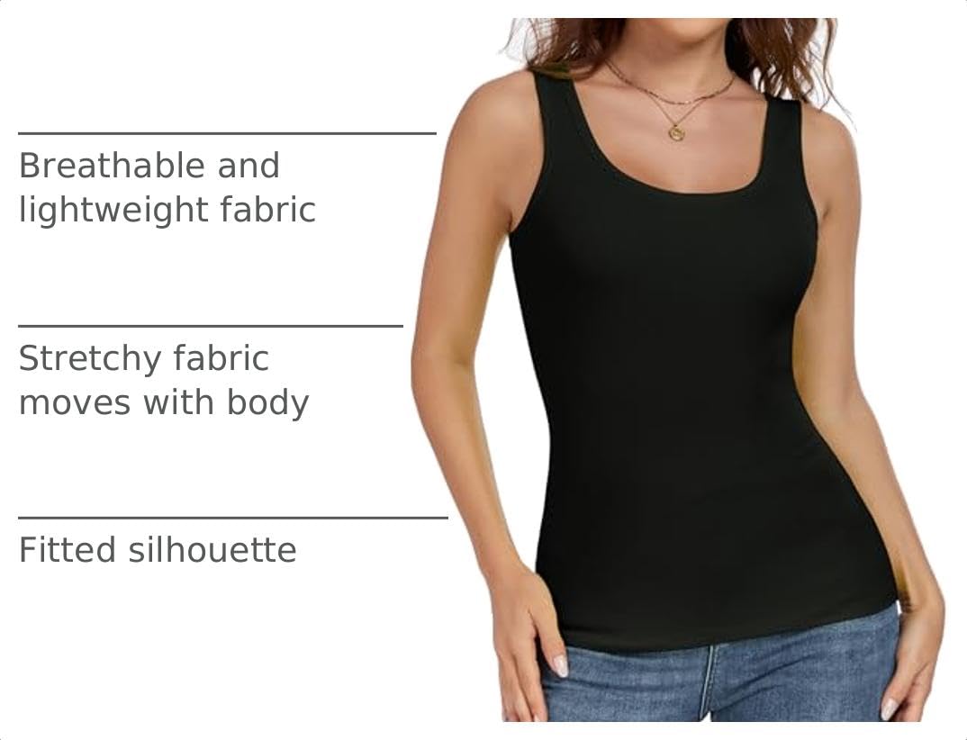 AUHEGN Workout Tank Tops for Women â€“ Soft Ribbed Scoop Neck Camisole Casual & Activewear, Summer Tank Top Fluorescent Green Large