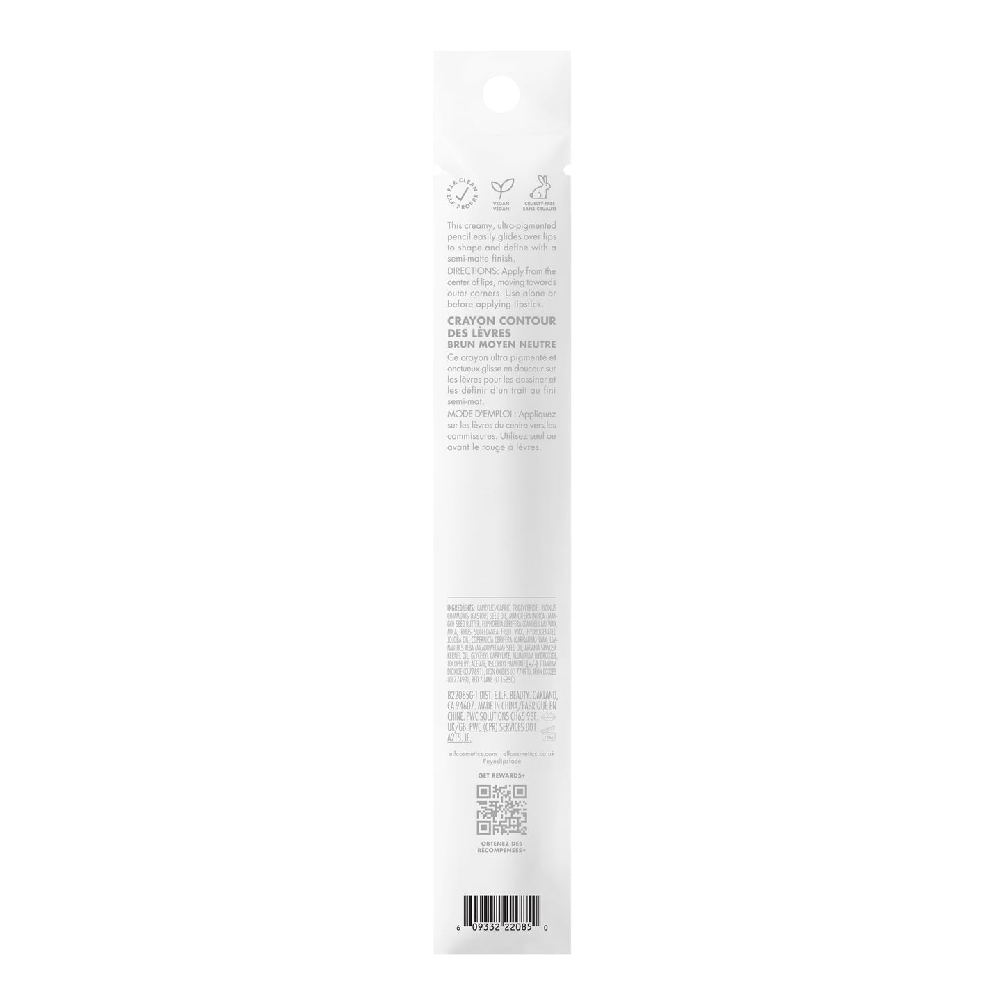 e.l.f. Cream Glide Lip Liner, Highly-Pigmented Pencil For Shaping & Sculpting Lips, Semi-Matte Finish, Vegan & Cruelty-Free