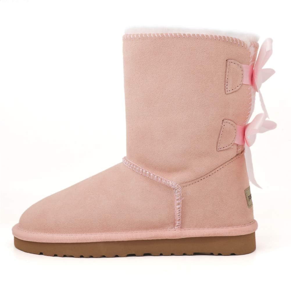 JOY IN LOVE Women's Snow Boots for Winter Mid-Calf high Back Bows