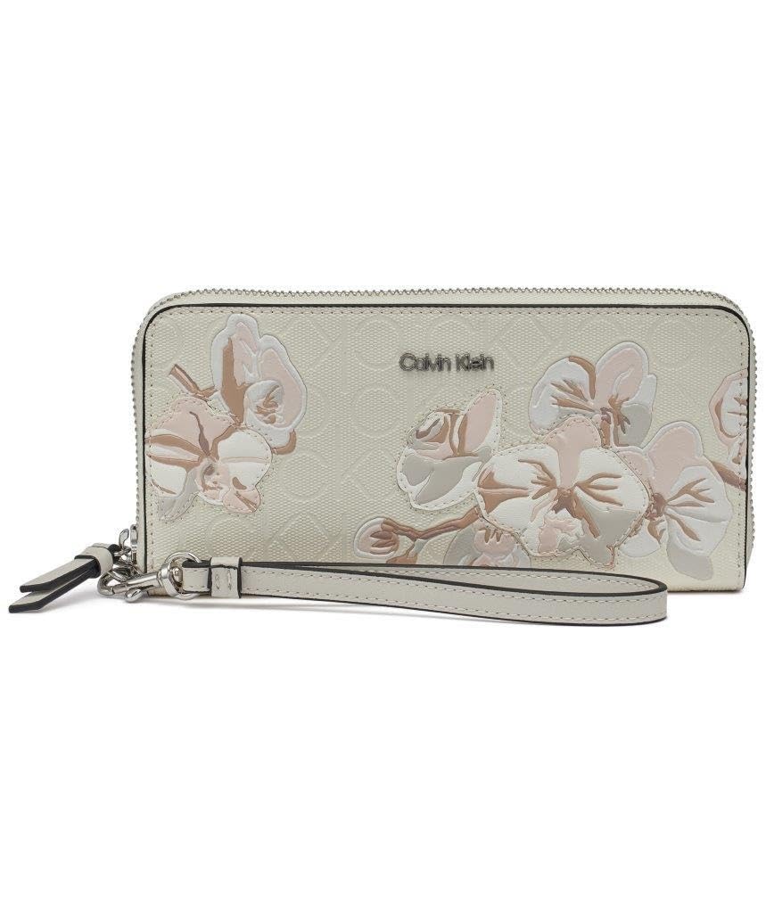 Calvin Klein Women's Key Item Saffiano Continental Zip Around Wallet With Wristlet Strap