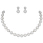 Nilu's Collection American Diamond Stone Studded | Rose Gold/Silver Plated | Anti Tarnish Jewellery Set for Women | Matching Earrings Perfect for Weddings and Special Occasions