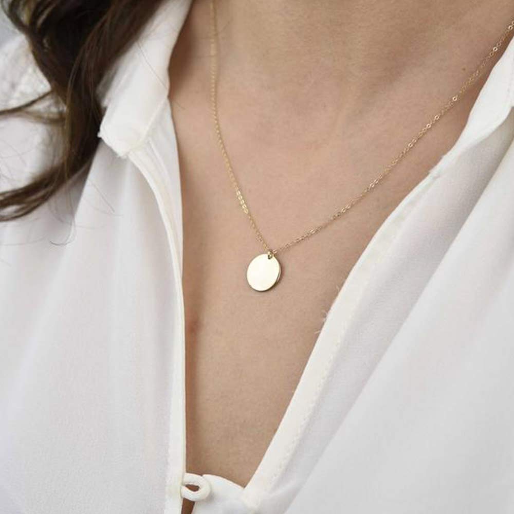 Turandoss Dainty Layered Choker Necklace, Handmade Y Pendant Necklace Multilayer Bar Disc Necklace Adjustable Layering Choker Necklaces for Women
