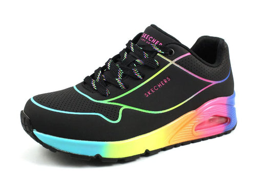 Skechers Womens Uno - Pop of Sunshine Sneaker, Black/Multi, 8.5 USSkechers Womens Uno - Pop of Sunshine Sneaker, Black/Multi, 8.5 US