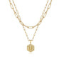 M MOOHAM Dainty Initial Necklaces for Women, 14K-Gold-Plated Layering Necklace for Women Cute Hexagon Letter Initial Necklace Layered Necklaces for Womens Teen Girl Gifts