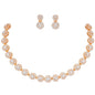 Nilu's Collection American Diamond Stone Studded | Rose Gold/Silver Plated | Anti Tarnish Jewellery Set for Women | Matching Earrings Perfect for Weddings and Special Occasions