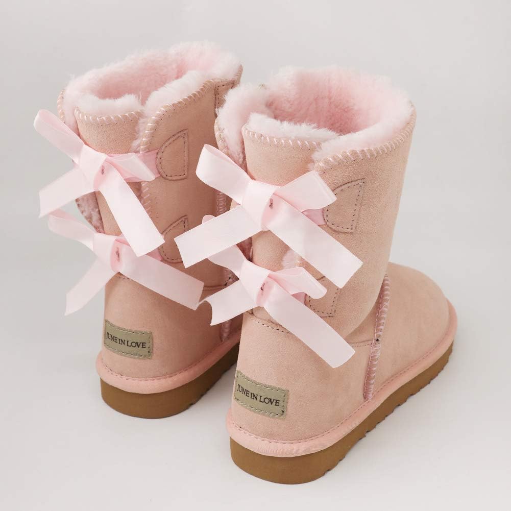 JOY IN LOVE Women's Snow Boots for Winter Mid-Calf high Back Bows