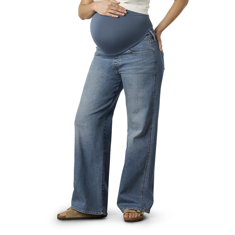 Levi Strauss Signature Gold Women's Maternity Comfort-Stay Wide Leg Jeans, (New) Faded Days, Small