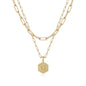 M MOOHAM Dainty Initial Necklaces for Women, 14K-Gold-Plated Layering Necklace for Women Cute Hexagon Letter Initial Necklace Layered Necklaces for Womens Teen Girl Gifts