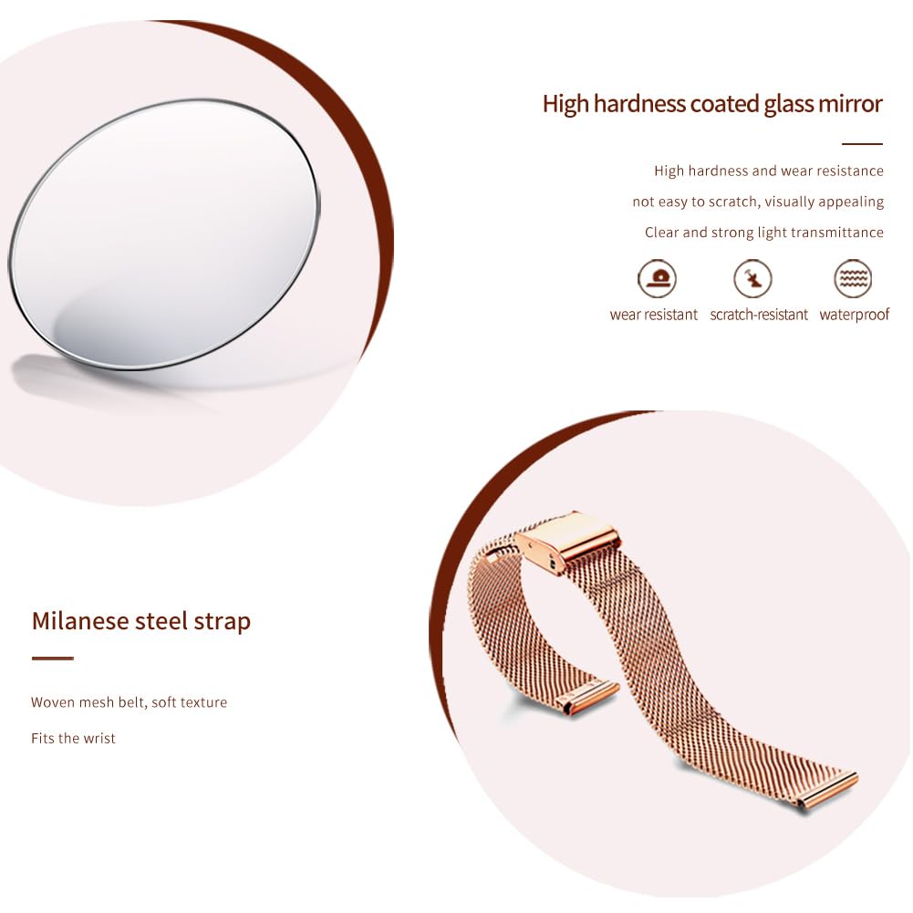 OLEVS Women's Watch Luxury Dress Rose Gold Women Slim Thin Lightweight Watch Stainless Steel Mesh Watches Fashion Waterproof Ladies Wrist Watch Black White Blue Face,Adjustable Bracelet