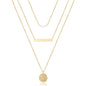 Turandoss Dainty Layered Choker Necklace, Handmade Y Pendant Necklace Multilayer Bar Disc Necklace Adjustable Layering Choker Necklaces for Women