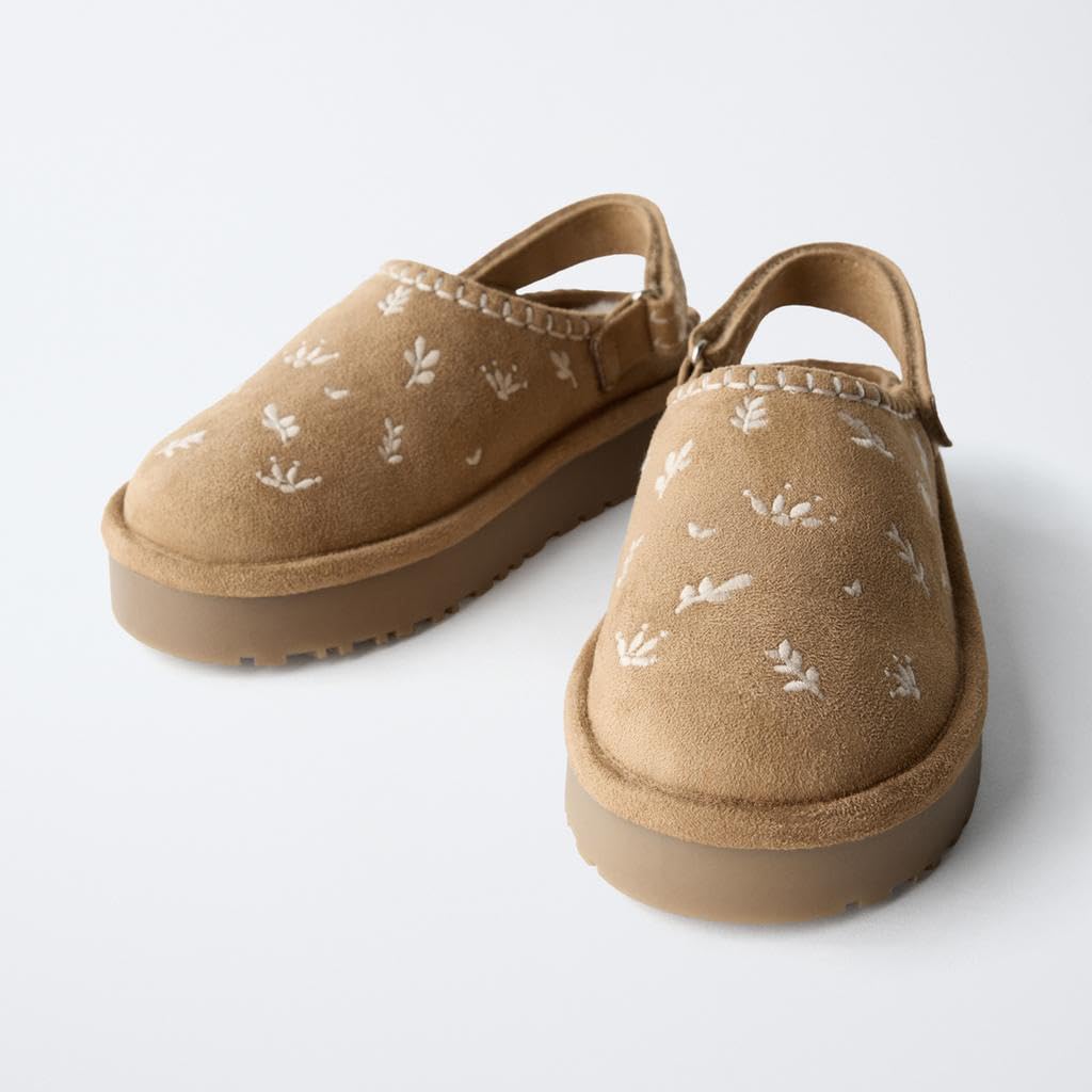ATBELL Women's Cozy Fur Embroidered Platform Clogs with Slingback Strap Mules Comfortable Casual Shoes CamelATBELL Women's Cozy Fur Embroidered Platform Clogs with Slingback Strap Mules C…