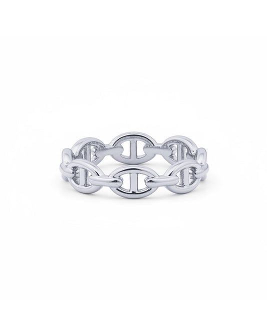 PAVOI Waterproof Link Ring - 14K Gold Plated Link Chain Ring for Women - Stackable Stainless Steel Thin Trendy Jewelry