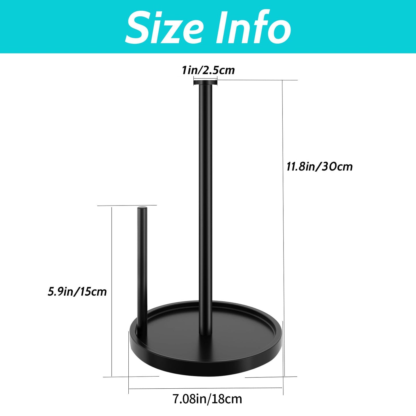 Paper Towel Holder Countertop with Anti Slip Weighted Base