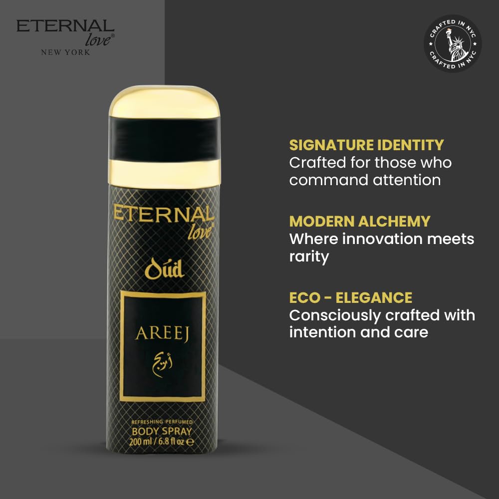 Eternal Love Amber Oud - Long Lasting Unisex Eau de Parfum - Warm Woody Oriental Fragrance with Oud & Amber - Dubai Inspired Arabic Scent - 3.4oz