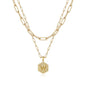 M MOOHAM Dainty Initial Necklaces for Women, 14K-Gold-Plated Layering Necklace for Women Cute Hexagon Letter Initial Necklace Layered Necklaces for Womens Teen Girl Gifts