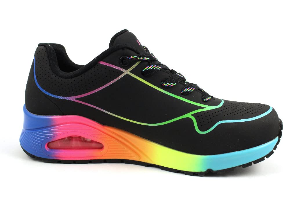Skechers Womens Uno - Pop of Sunshine Sneaker, Black/Multi, 8.5 USSkechers Womens Uno - Pop of Sunshine Sneaker, Black/Multi, 8.5 US