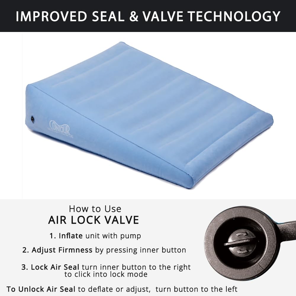 Contour Inflatable Back Support Relief Bed Wedge Cushion - Extended Length, Gradual Incline Wedge, (32 x 24 x 7)