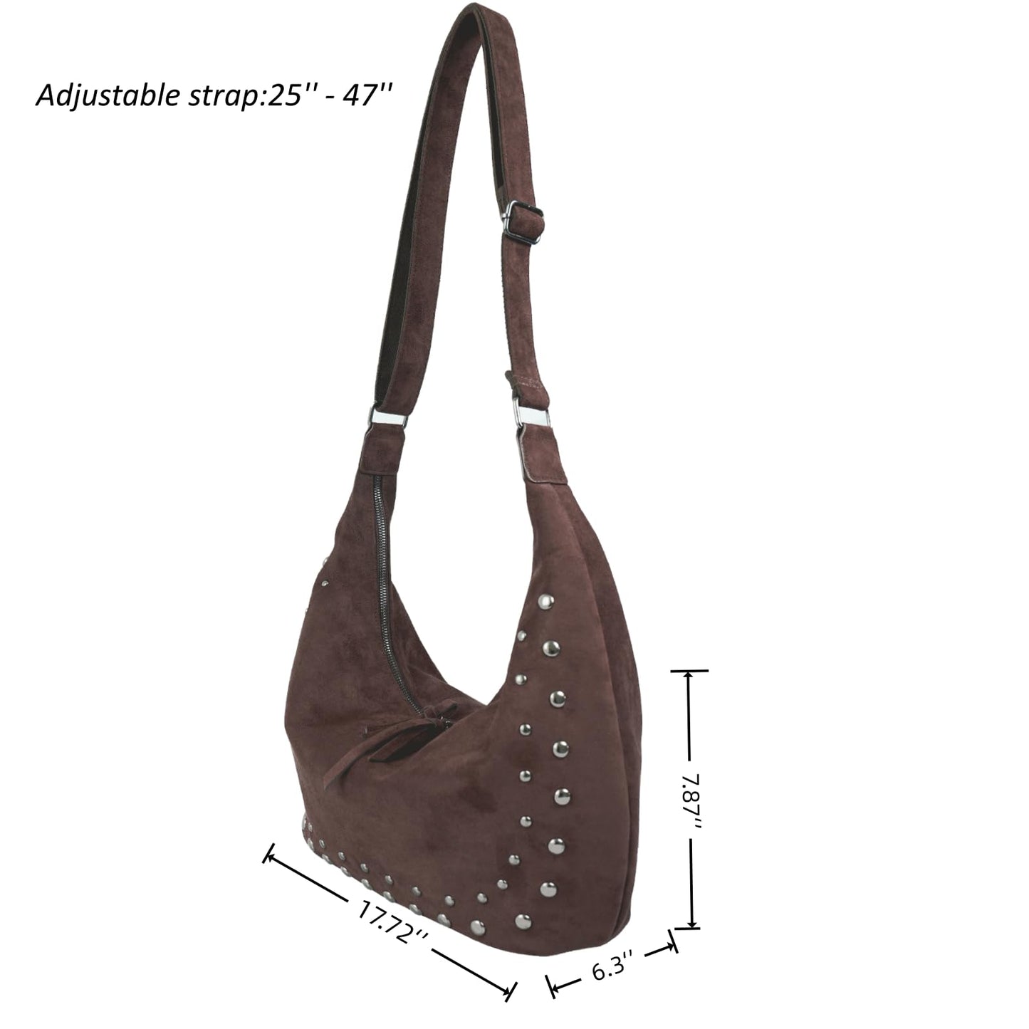 Swgsdh&Hyls Suede Hobo Bags for Women-Studded Tote Purse-Shoulder Handbag