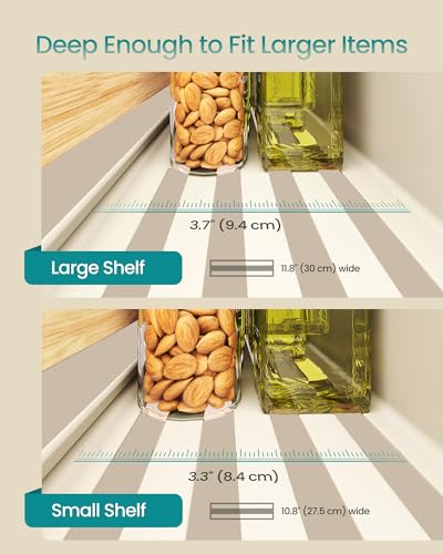 SONGMICS Strong Magnetic 4 Pack Bamboo Spice Rack for Refrigerator, Kitchen Magnetic Shelves for Washing Machine, Spice Organizers, No Drilling Needed