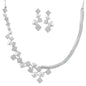Nilu's Collection American Diamond Stone Studded | Rose Gold/Silver Plated | Anti Tarnish Jewellery Set for Women | Matching Earrings Perfect for Weddings and Special Occasions