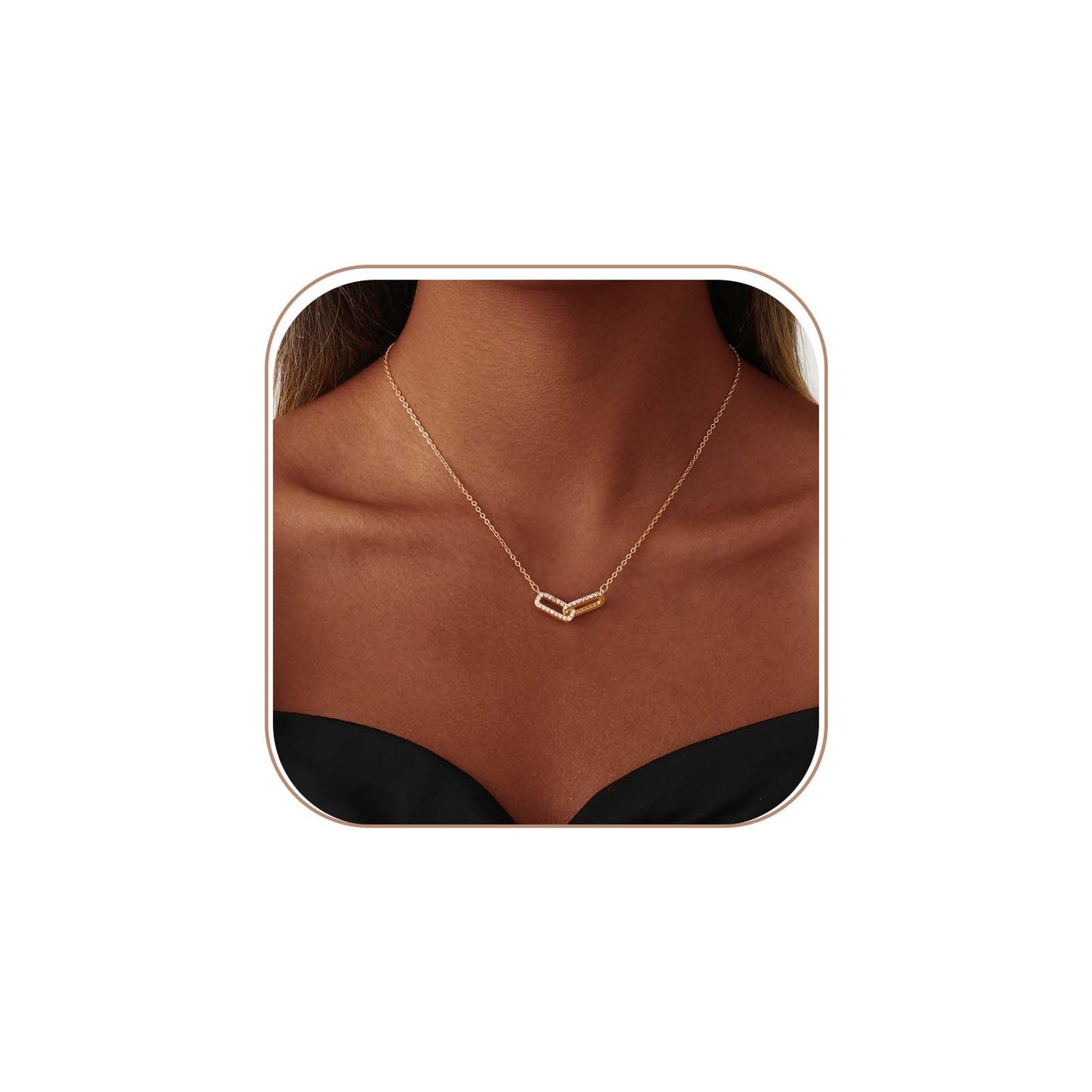 Coshilta Layered Gold Necklaces for Women, 14K Plated Gold Sterling Silver Plated Dainty Pendant Necklace Set with Cubic Zirconia,Stackable Chain Choker,Trendy Personalized Jewelry Gift Non Tarnish
