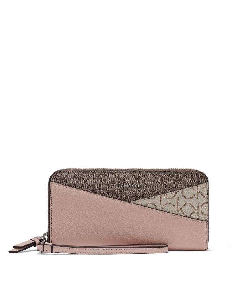 Calvin Klein Women's Key Item Saffiano Continental Zip Around Wallet With Wristlet Strap