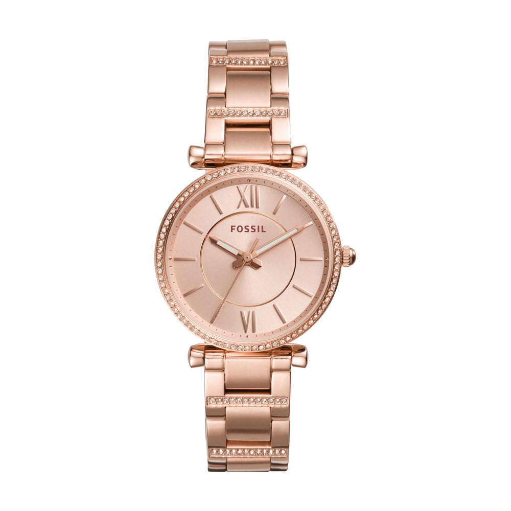 Fossil Women's Watch and Bracelet Set, Carlie Three-Hand Stainless Steel Watch for Women and Bracelet Set