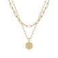 M MOOHAM Dainty Initial Necklaces for Women, 14K-Gold-Plated Layering Necklace for Women Cute Hexagon Letter Initial Necklace Layered Necklaces for Womens Teen Girl Gifts