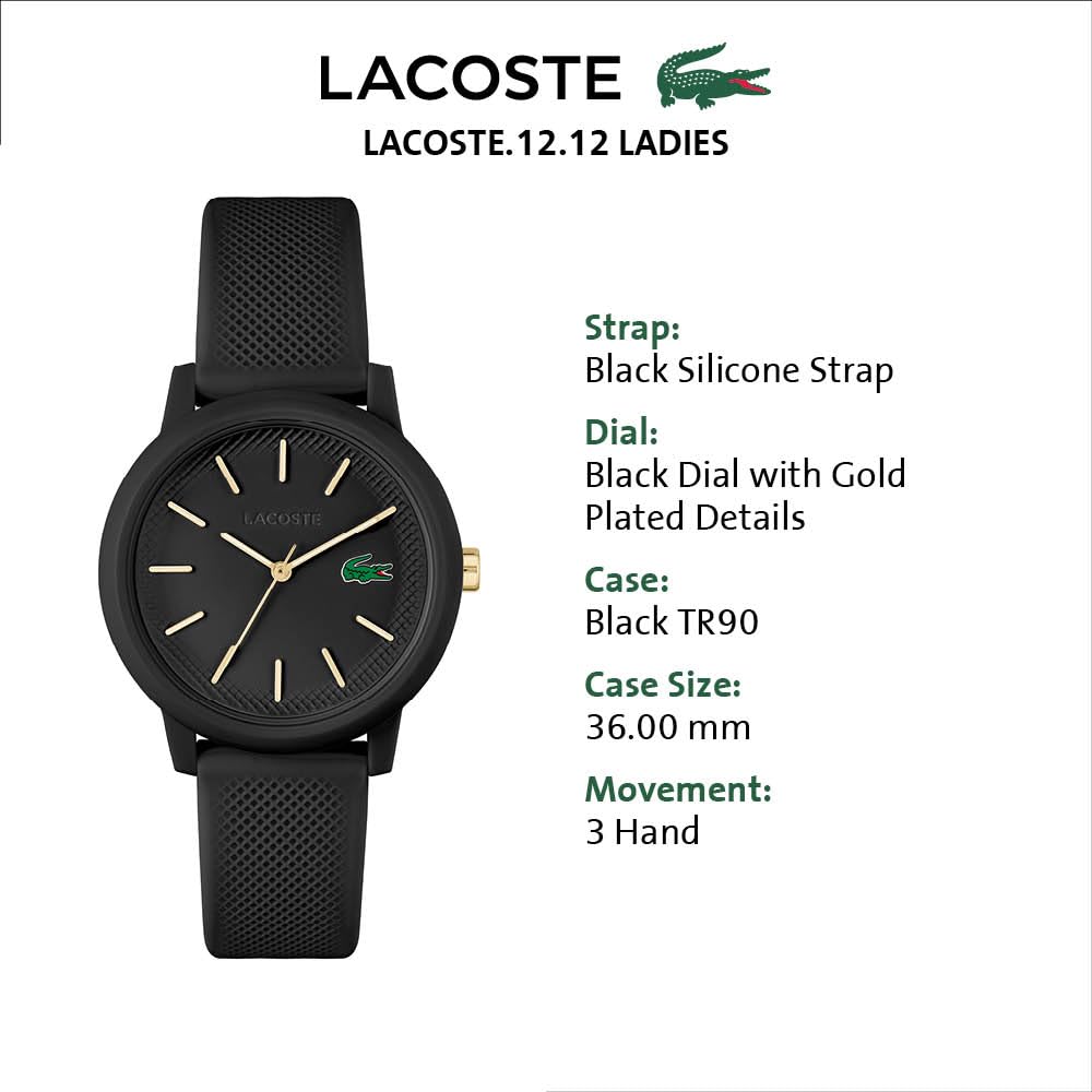 Lacoste 12.12 Women's Quartz Watch - TR90 Case Quartz - Premium Sporty Fashion Timepiece